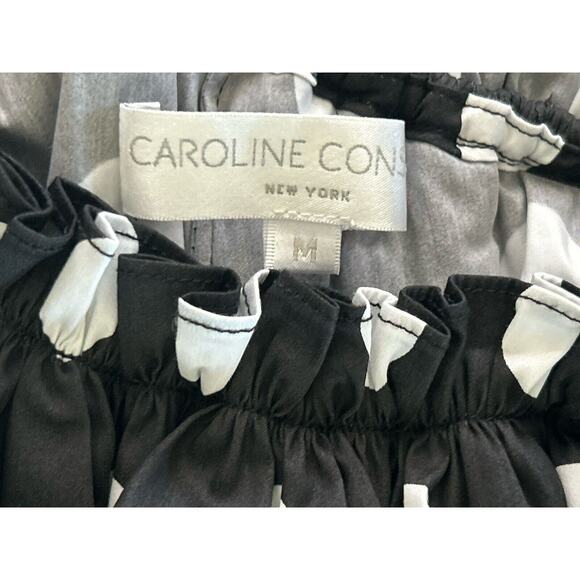 Caroline Constas Rhea Polka Dot One Shoulder Gown Sz M Ruffle Lightweight Belted - Picture 9 of 11